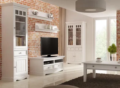 Produktbild von Wohnzimmer Set Wandregal Kommode Sideboard Wohnwände Vitrine Landhaus 4tlg.