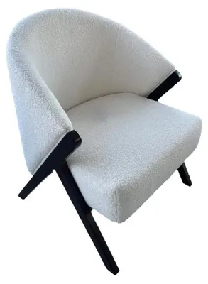 Immagine prodotto di Poltrona in stile mid-century modern - Sedia girevole - Imbottita in lino - Struttura in metallo - Comoda poltrona da lettura per il soggiorno - Bianca