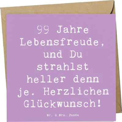 Produktbild von Mr. & Mrs. Panda Glückwunschkarte Spruch 99. Geburtstag Lebensfreude - Lavendeltraum - Geschenk, anlasskarte, faltkarte, Happy Birthday, doppelkarte, liebevolle Geschenke