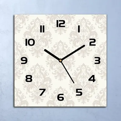 Produktbild von Wanduhr Echt-Glas-Küchenuhr Damast grau und weiß Quarz 30x30 Deko Bilder