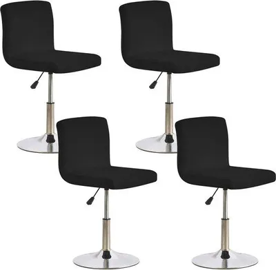 Produktbild von Famanu Stuhlhülle mit Rückenlehne - Stretch, abnehmbar, 4 Stück, schwarz