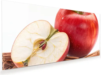 Produktbild von Glasbild 120x60cm in XXL für Wohnzimmer, Schlafzimmer Motiv Apfel mit Zimt