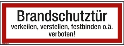 Produktbild von Hinweisschild Brandschutztür verkeilen 297x105mm Folie