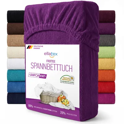Produktbild von EllaTex Frottee Spannbettlaken 180x200 – 200x200 Baumwolle – weich, saugstark & langlebig, Spannbetttuch, in Farbe: Orchidee