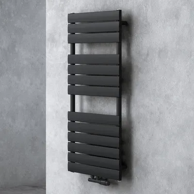 Image de doporro Radiateur de Salle de Bain Sèche-Serviette 120x60cm Radiateur à Eau Chaude Vertical Gris-Noir Sèche-serviettes de Salle de Bains