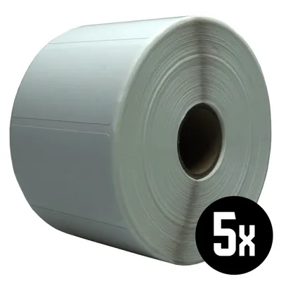Produktbild von DULA Etiketten - Kompatibel mit Zebra 57x32mm - Weiß - Permanent - 5 Rollen - 1500 Etiketten pro Rolle - Kern 25mm