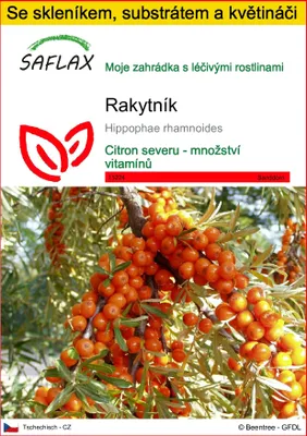 Obrázek produktu pro SAFLAX Kultivační sada - rakytník - Hippophae rhamnoides - 40 Semena - S mini skleníkem, pěstebním substrátem a 2 květináči