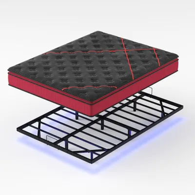 Produktbild von DEWINNER Matratzen- und Lattenrost-Set 160 x 200 cm, Matratzenauflage mit einer Dicke von 30 cm, mittlerer Härtegrad, verdeckte Beine