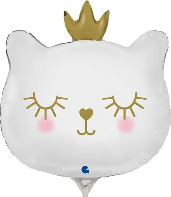 Produktbild von Folienballon Katze Kätzchen Weiß mit Krone Party 35cm