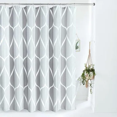 Produktbild von Unyqoos® Stilvolles Geometrisches Duschvorhang mit m Wasserdichtem Material und Metallbefestigungsringen