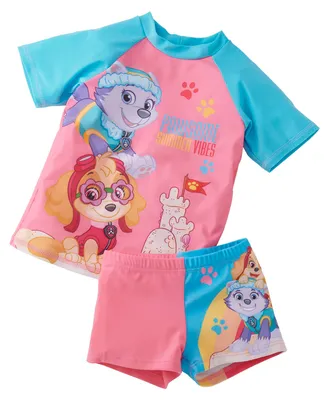 Produktbild von Paw Patrol Schwimmset UV-Schutz 50+ für Mädchen - Kinder Badeanzug Shirt und Hose Zweiteiler Rosa 98-104