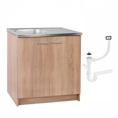 Obrázok produktu pre Stamar | Kuchynská skrinka, s drezom, dub Sonoma, kuchynská linka, 80 cm, so sifónom