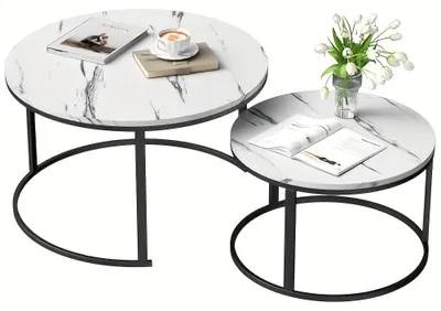 Produktbild von Couchtisch - Couchtische - Beistelltisch - Couchtisch - Wohnzimmertisch - Set aus 2 - Rund