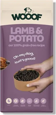 Produktbild von Hundetrockenfutter WOOOF Lamm und Kartoffel 18KG Hypoallergenes Hundefutter getreidefrei für empfindliche Hunde