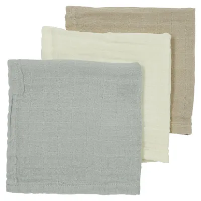 Produktbild von Meyco Mundtücher- 3 Stück - Uni - Offwhite/Light Grey/Toffee