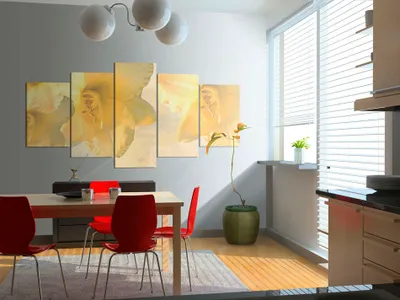 Produktbild von Akustikbild Blumen 200x100 cm Bilder Akustikschaum Hochleistungsschallabsorber Schallschutz Leinwand 5 tlg Wandbild Raumakustik Schalldämmung 030210-34