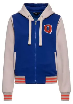 Immagine prodotto di Queen Kerosin Giacca con cappuccio Donna Kitten Sport Club College Style Zip Hoodie blu/beige M