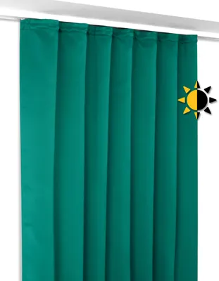 Produktbild von Verdunkelungsgardine Kräuselband Vorhang blickdicht abdunkelnd, Größe und Farbe wählbar,300x245cm,Petrol