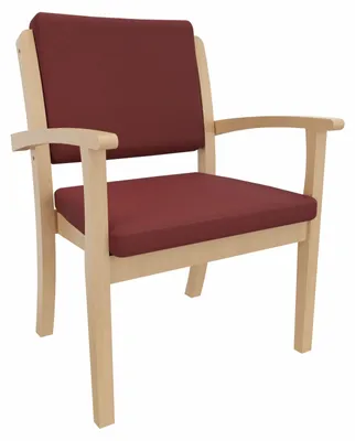 Produktbild von Schwerlaststuhl Alexander XXL – Stuhl mit Armlehnen für Schwergewichtige bis 250 kg – 52cm Sitzhöhe.Stoffbezug:Kunstleder Nessi Bordeaux,Bodengleiter:Kunststoff Weiss