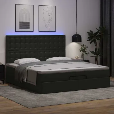 Obrázok produktu pre Maison Exclusive - osmanská posteľ s matracmi a LED diódami čierna umelá koža