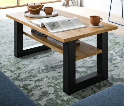 Produktbild von Couchtisch "Eldon" in Artisan Eiche und grau Wohnzimmer Tisch 90 x 50 cm