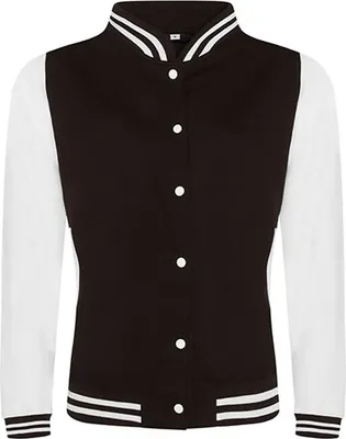 Immagine prodotto di Just Hoods JH043 | Giacca Varsity / Giacca College - Colore: Jet Black/White - Taglia: M