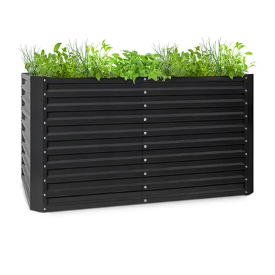 Produktbild von Blumfeldt Hochbeet aus Metall, Wetterfestes Stahlblech-Hochbeet für Balkon & Garten, Rostfreies Hochbeet, Freistehende Hochbeete 180x60x90 cm, 970L Pflanzkübel Groß für Blumen, Obst, Gemüse