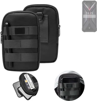 Produktbild von K-S-Trade Holster Gürtel Tasche kompatibel mit Hotwav T7 Pro Handy Tasche Schutz Hülle dunkel-grau viele Fächer, 1x