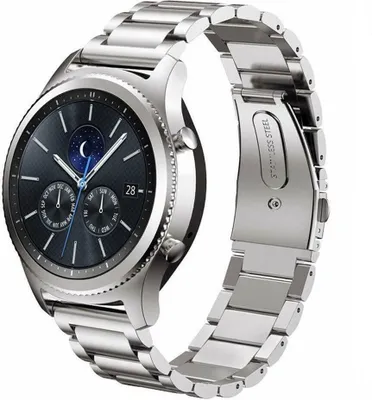 Produktbild von Strap-it Titanarmband - Kompatibel mit Samsung Gear S3 Armband - Ersatzarmband - Titanium - Hochwertiges Material - für Smartwatch 22mm Armband Silber