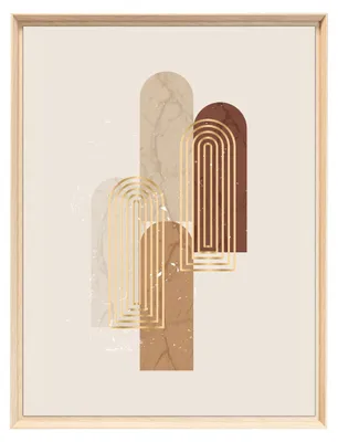 Image de Tableau mural encadré arches dorées minimalistes 60x80 cm, Tableau mural moderne pour décoration intérieure