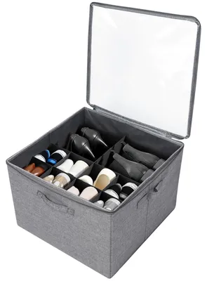 Schuh-Organizer mit 16 Fächern, faltbar, 43,5x43,5x32 cm, grau