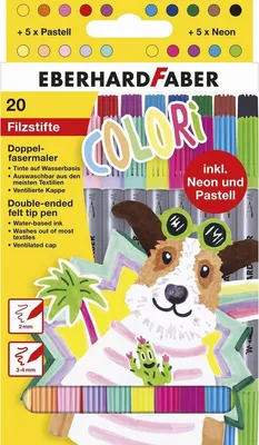 Produktbild von Doppelfasermaler Colori - 20er Kartonetui sortiert. Packung mit 5 Stück