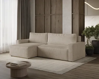 Produktbild von LIVIO L Ecksofa mit Schlaffunktion, Sofa mit Stauraum, Wohnzimmersofa, Couch, Schlafsofa, Lounge-Set - POSO 02