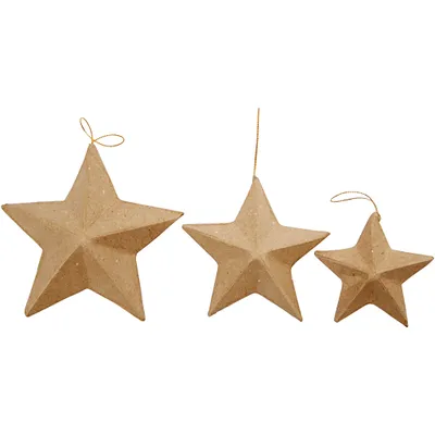 Produktbild von Creativ Company 510403, Weihnachtlicher Sternenschmuck, Papier, Beige, 6 Stück(e), Sichtverpackung