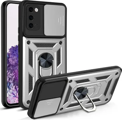 Produktbild von Galaxy S20 Hülle mit 360° Drehbarer Magnetische Ring Ständer Halter Dia Kameraschutz TPU Bumper Silikon Schutzhülle für Samsung Galaxy S20 Silber