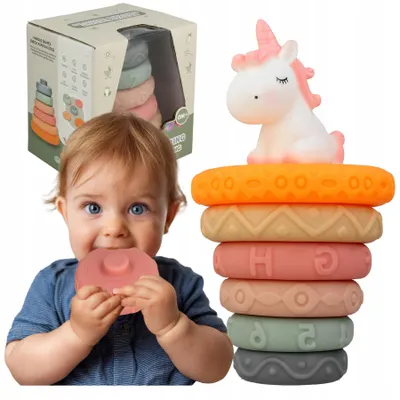 Produktbild von Stator Sensorische Gummisteine Stapelpyramide Badespielzeug Quietschefigur