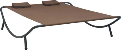 Produktbild von Braune Sonnenliege 200x173x45 cm, witterungsbeständig, mit 2 Kissen