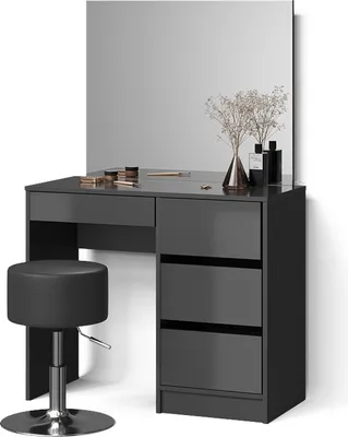 Image de Coiffeuse Livinity Imola Anthracite 90cm avec tabouret, Model 52419