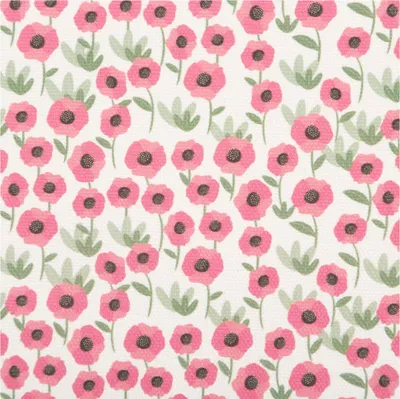 Produktbild von Baumwollstoff Meterware Dekostoff Digital Mini Blume weiß pink 1,40m