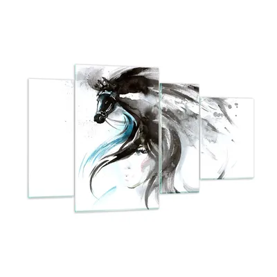 Produktbild von Bilder auf glas - Pferd Streifen Hengst Laufen - 120x70cm - Glasbilder - Wandbilder - Kunstdruck - zum Aufhängen bereit - Wanddekoration aus Glas - Glas Bilder - Wandbild auf Glas - GDL120x70-3018
