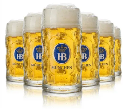 Produktbild von 6x Hofbräuhaus München Bierglas 0,3l Krug HB Konturglas Humpen Seidel Gläser Set Brauerei