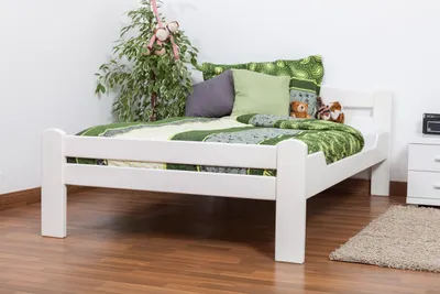 Produktbild von Einzelbett / Gästebett "Easy Premium Line" K4, 120 x 200 cm Buche Vollholz massiv weiß lackiert