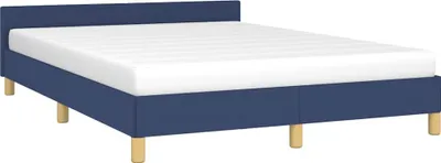 Produktbild von vidaXL Bettgestell mit Kopfteil ohne Matratze Blau 140x190 cm Stoff