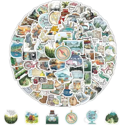 Reise-Sticker-Set, 100 Stück, Outdoor-Motive, Scrapbook