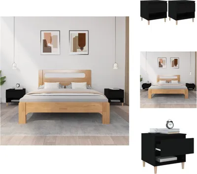 Zdjęcie produktu dla vidaXL Stoliki nocne 2 szt. czarne 50x46x50 cm materiał drewnopochodny - Stoliki nocne