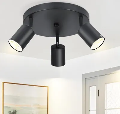 Obrázek produktu pro ZMH LED stropní světlo černé 3 plameny stropní svítidlo stropní reflektor moderní GU10 kovové stropní svítidlo otočné 330° pro obývací pokoj ložnici předsíň