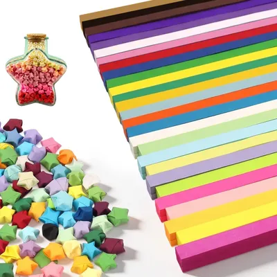 4320 Origami-Papierstreifen, Sterne, 27 Farben, 24,5 x 1 cm