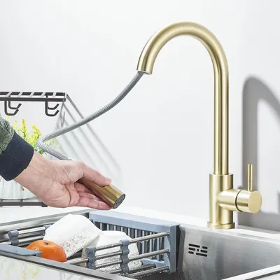 Obrázok produktu pre Kúpeľňová batéria na umývadlo s vysokým výtokom a výsuvnou sprchou