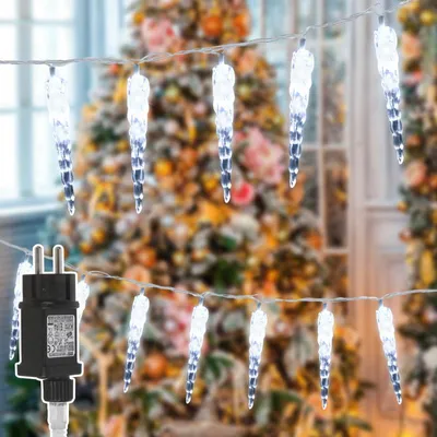Zdjęcie produktu dla Izrielar LED sople wróżki 8 trybów oświetlenia 40 LED 5M zimna biała dekoracja świąteczna