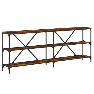 Zdjęcie produktu dla vidaXL Stolik konsola dąb wędzony 200x30x75 cm materiał drewnopochodny i żelazo